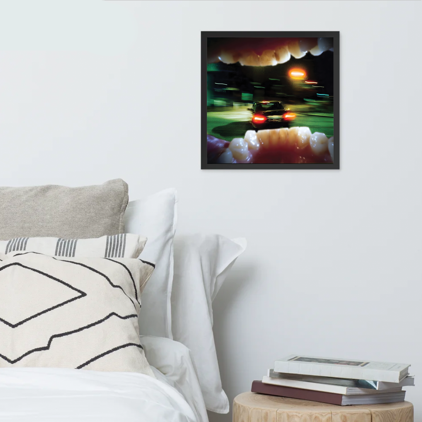 a chain of events (framed print: 16x16 in)