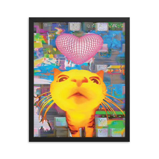 rave cat (framed print: 16x20 in)
