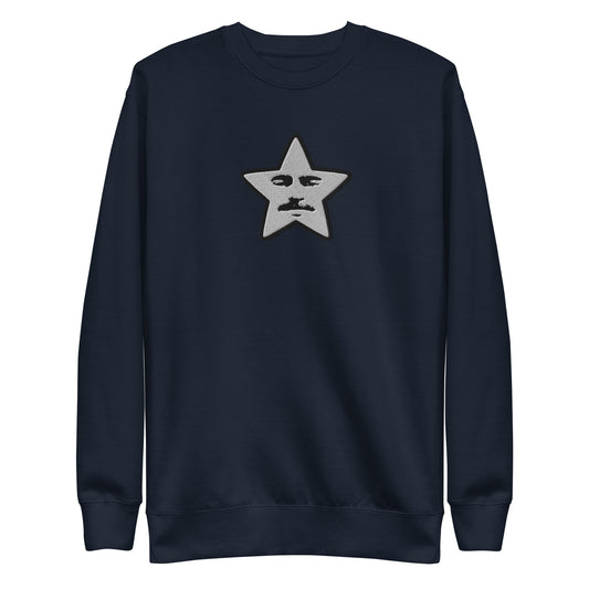 embroidered starface sweatshirt | navy blazer (cotton)